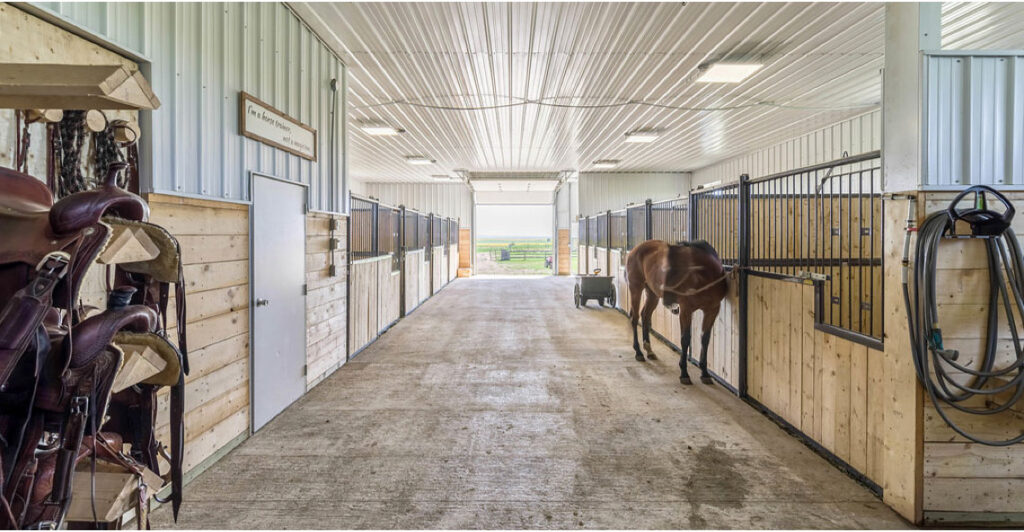 Custom built horse stable interior